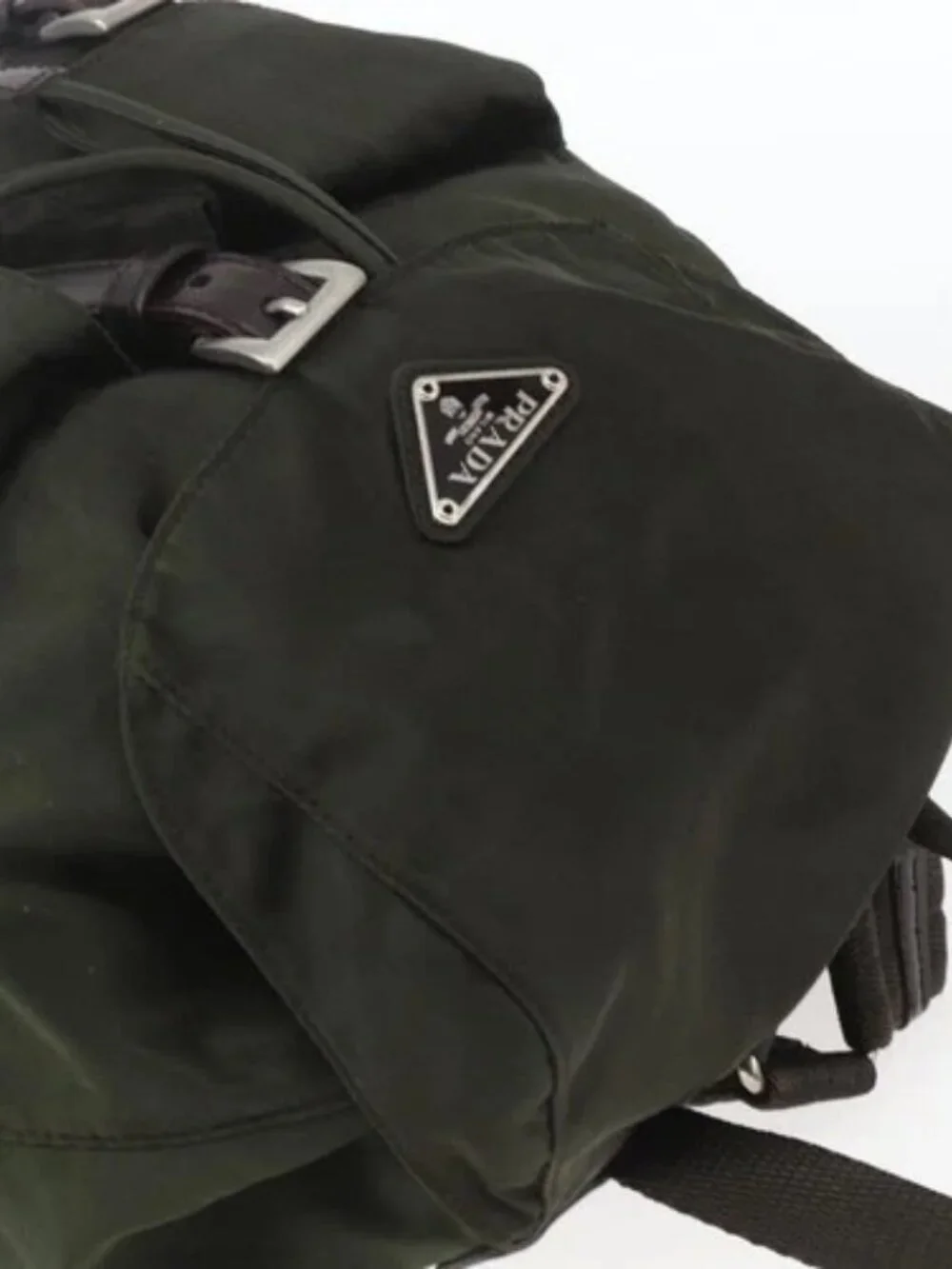 PRADA Backpack Nylon Khaki Silver Auth 164325 - Picture 5 of 16